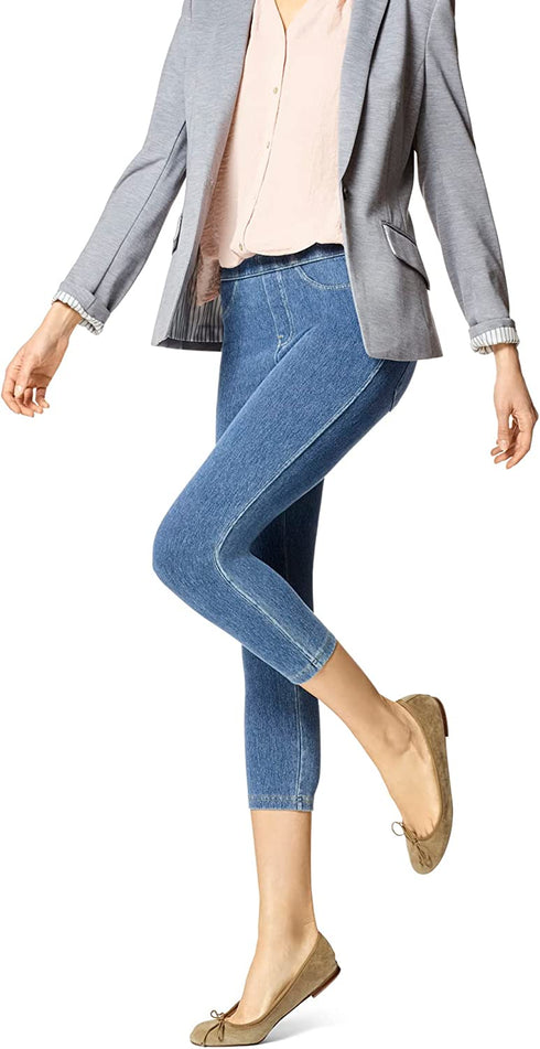 Womens Classic Denim Capri Legging with Pockets
